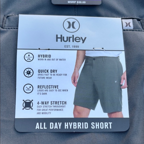 NWT Hurley All Day Hybrid Shorts in Gray. Men's 36. Classic skater/street style! - Picture 10 of 15